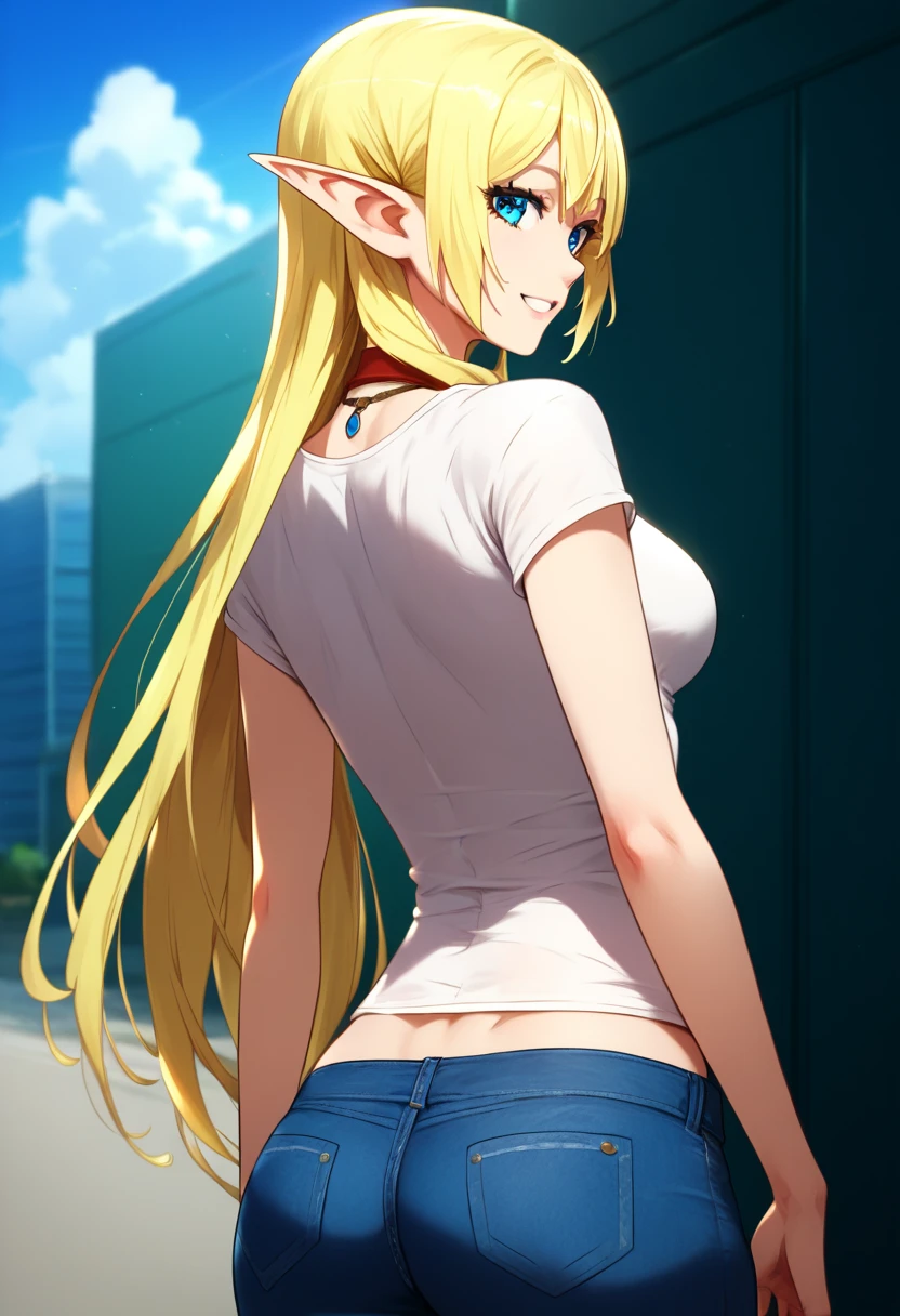 1woman,super beautiful,very detailed face, HD face, perfect face,Background in the cave,black t-shirt,short sleeve t-shirt,black mini skirt, big breasts,Blonde hair,long hair,ponytail, straight hair,bangs,blue eyes,ultra detail,ultra Hd, masterpiece,4k