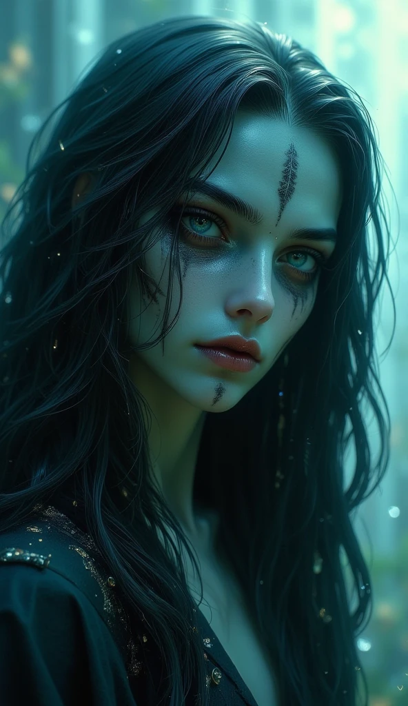 (Liv Tyler:1.2) as Arwen from LOTR walks along the river in dead forest, elf ears, (black tears), black makeup, white skin,  
visible nipples through transparent silk air dress, slate atmosphere, cinematic, dark shot, muted colors, film grainy, insane details, intricate details, hyperdetailed, ((cartoon style)), mystical, elegant, beautiful face,
(((domineering look))), danger, (fear and horror), mordor, creepy, darkest terror background,
(detailed skin, skin texture), intricately detailed, fine details, hyperdetailed, raytracing, subsurface scattering, diffused soft lighting, shallow depth of field, by (Oliver Wetter)
Atey Ghailan, by Jeremy Mann, Greg Manchess, Antonio Moro, trending on ArtStation, trending on CGSociety, Intricate, High Detail, Sharp focus, dramatic, photorealistic painting art by midjourney and greg rutkowski, bokeh on background