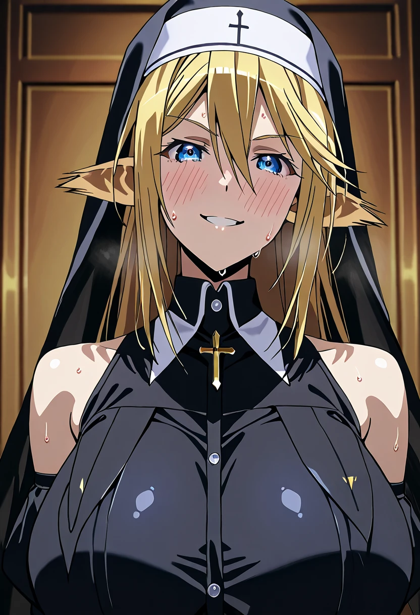 {artoria pendragon_fate ubw:1.15},blond hair, beautiful dark green_eyes, , ((Strong light )) , 1 girl,, alone,((surprised eyes:1.5)), hair between eyes,(wet white lace panties:1.5),show off white lace panties, bare shoulders,, cleavage, thighhighs, ((( ponytail))), ((torn wet white shirt, topless:1.5)) , beautiful light, , close up face:0.2, detail navel , detail thin thigs, , ((sitting on green liquid:1.8)), nsfw,(ecstasy:1.8) ,(slut:1.6),(vulgarity:1.7),(fucked silly:1.8),(steam:1.5),(wet:1.5),(trembling:1.5),(Turning the face side to side:1.5) ,(drooling:0.6),(sweat:1.5),closed mouth:0.8, wince,(orgasm:1.7), trembling:1.8, beautiful upper body, Beautiful body, beautiful character design, perfect eyes, Perfect face, expressive eyes, Turning the face side to side,(church:1.5),in the center of the image, official art,High Definition CG Unity, Perfect lit, bright_front_face_lit, ,(Highest_quality:1.0),4k,Super detailed, photograph, 8K, nffsw, High resolution, absurd:1.2, kodak portrait 400, film grain, Lens flare, (lively_color:1.2) (beautiful,small breasts:1.4), (beautiful_face:1.3),(narrow_waist),blush, ((detail nipple)),,saber, dress, pony tail