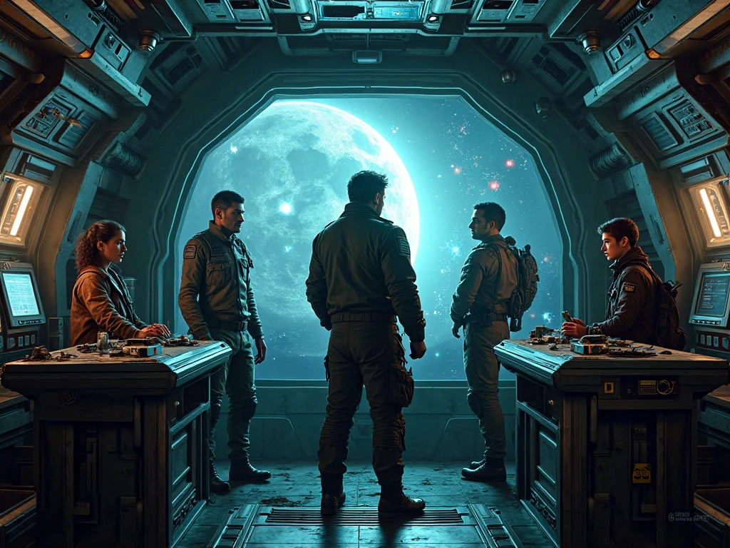 A male detective in brown coat, and a male police officer in blue uniform, looking at a futuristic ufo with green lights, in a forest.