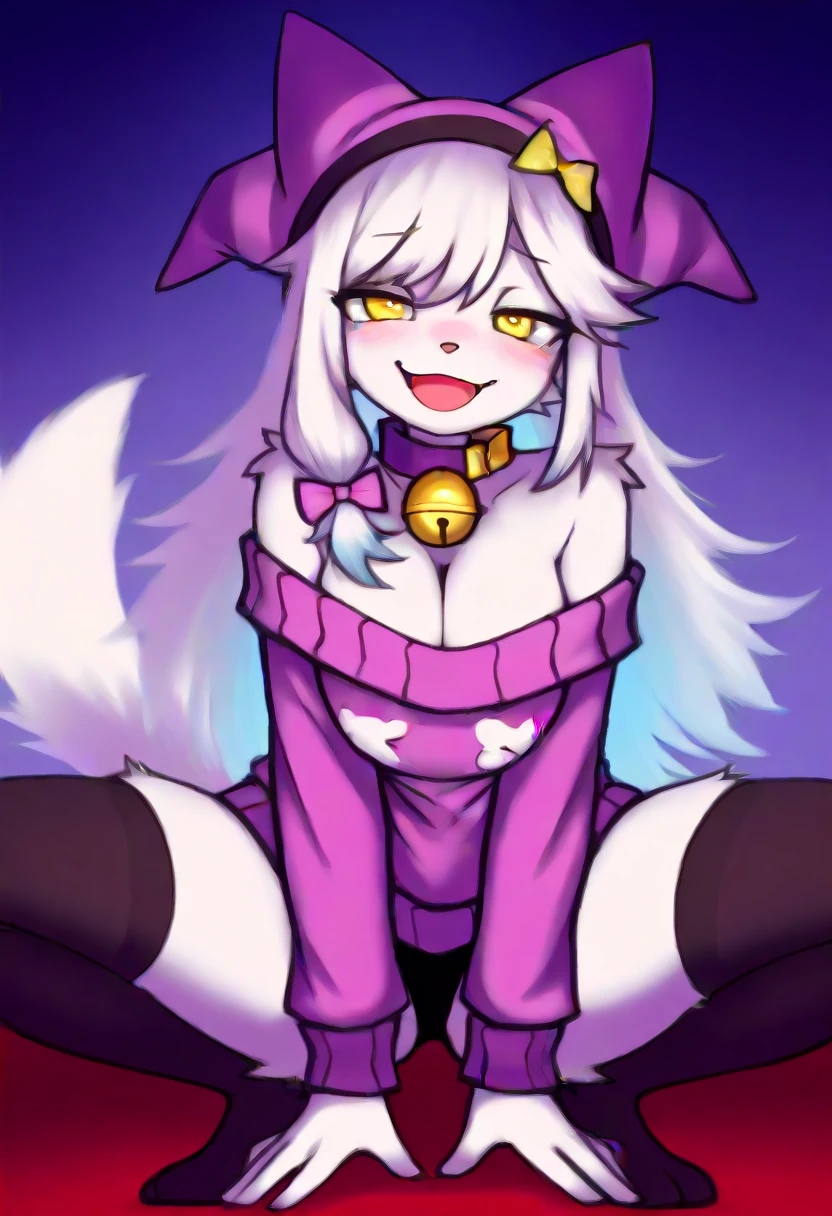 (fluffy anthro furry :1.6),rabbit girl,neon eyes,glistering eyes,medium breasts,white rabbit ears,white rabbit tail,white long hair,wavy hair,naked,ribbon bowtie,fishnet stockings,glasses,night club,neon light,light and shadow,looking at viewer,heart eyes,heart expression eyes,sex suggestive face,smile,full face blush,heavy breath,very hot,plenty pussy juice,orgasm,squirting,plenty squirt,splash squirt,girl on top,fiercely sex,vaginal sex,viewer pinis inside girl pussy,straddle viewer,low angle,V pose,