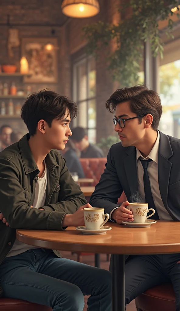 Romantic cover of two gay men of a Korean barista and a gorgeous Korean writer on a sunny and romantic day in a happy café!