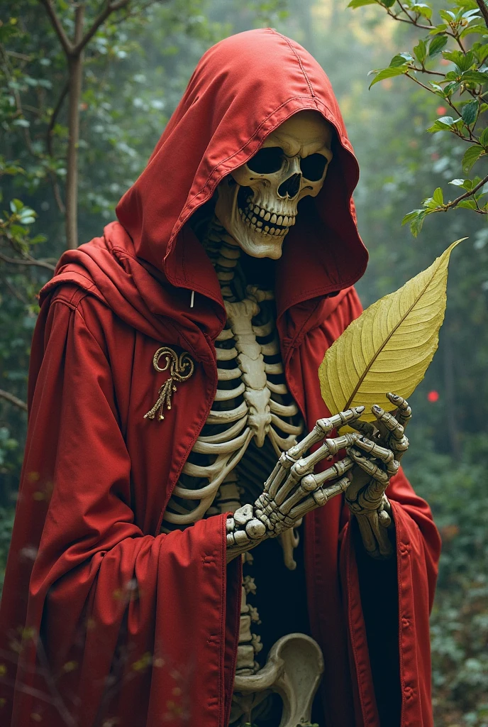 Samurai skeleton with black robes in a serejera forest