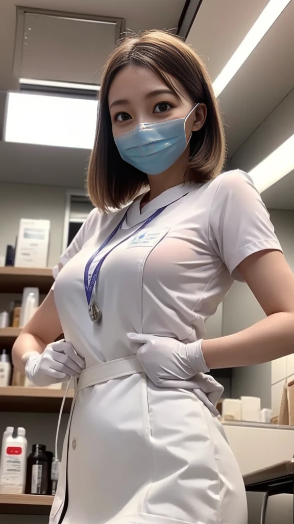 ((Midnight, Best quality, 8k, Masterpiece :1.3)), Whole body, Long legs, Sharp focus :1.2, A pretty woman with perfect figure :1.4, Slender abs :1.1, ((Dark brown hair,Gigantic breasts :1.2)), (White tight tshirt, Jean bib, Standing:1.2), ((Night city view, Rooftop:1.3)), Highly detailed face and skin texture, Detailed eyes, Double eyelid