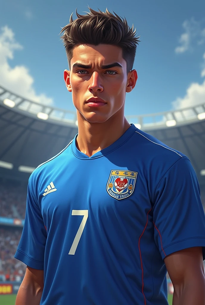 Homem loiro de 16anos uniforme de jogador de futebol、meias altas do joelho、Brown Hairs Soccer Field Wide Uniform、Espalhe as pernas, cueca branca、uniforme apertado olhar maduro、The shape of the penile area is clearly visible、no underwear、Homem loiro