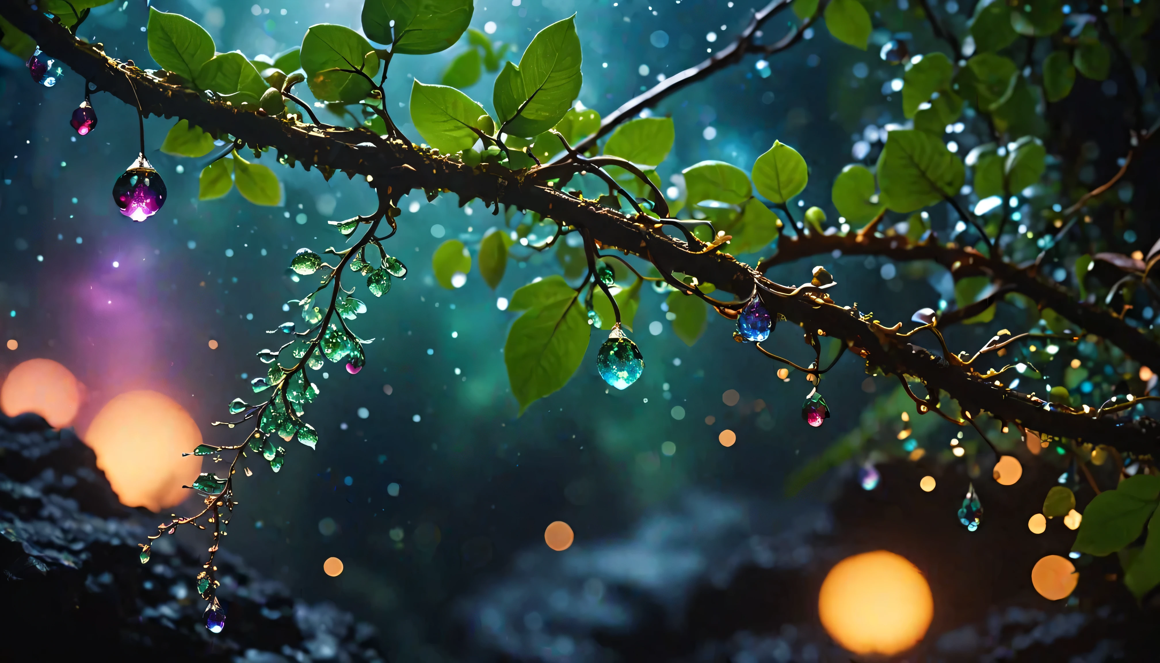Movie photo macro photo, glittering dew clings to a magical fantasy glass vine extending down from a branch high above us and down into lava, , fantastic colors of the galaxy , [ vertical ], An open center area made of old paper. . 35mm Photo, Movie, bokeh, professional, 4K, Very Detailed