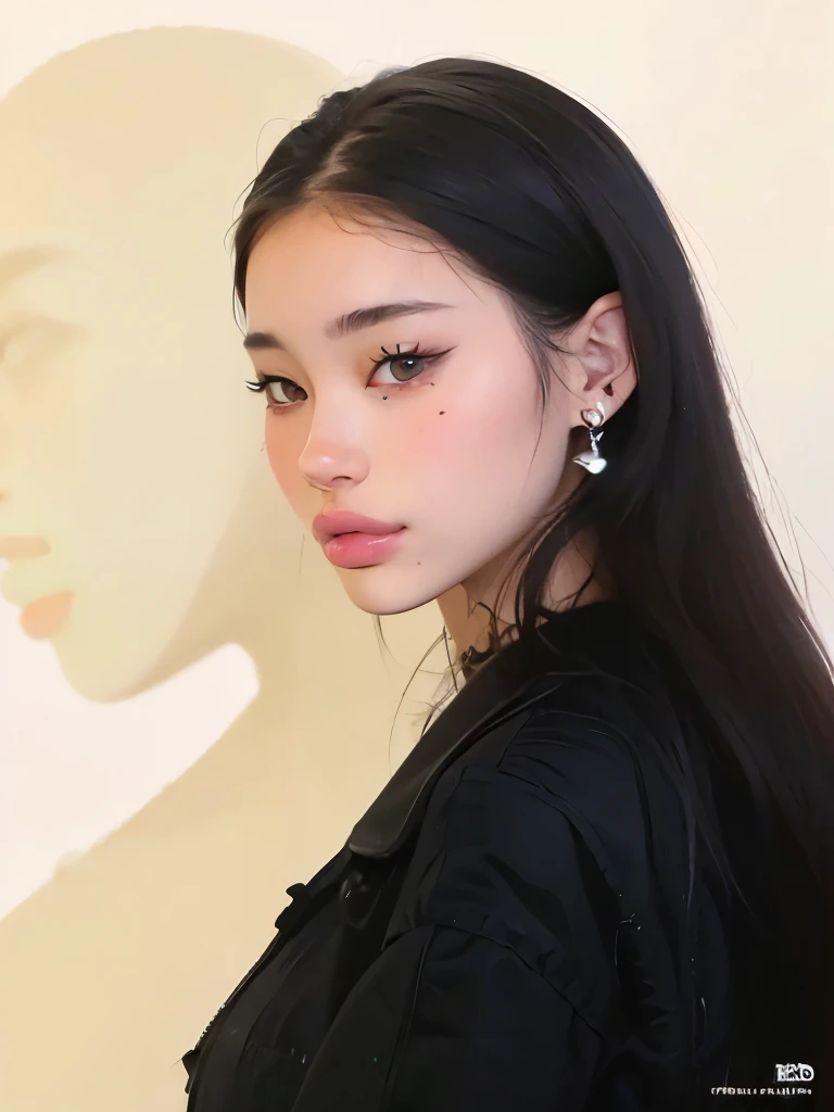 Highly Rendered Skin A close up of a woman with long hair wearing earrings - SeaArt AI