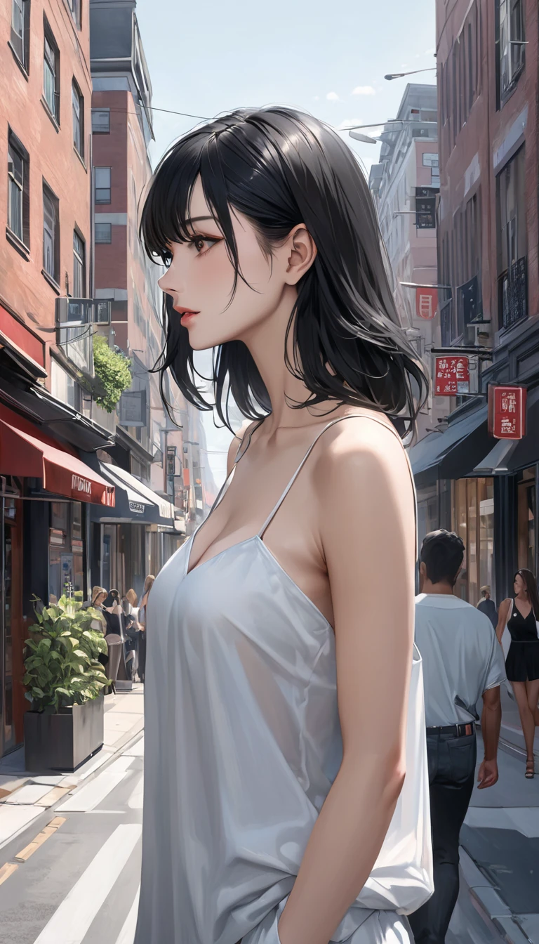(best quality, masterpiece:1.2), illustration by hajime sorayama, perfect body, hyperfeminine curves, detailed random background