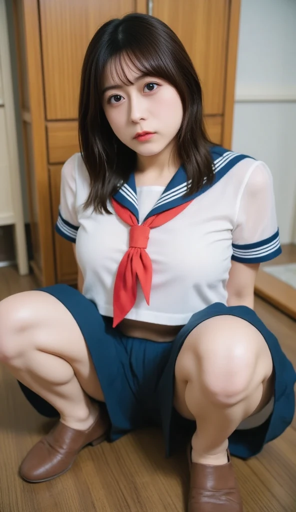 ((highest quality, 8K, masterpece :1.4)), Perfect Body Beauty:1.4,super detailed face and skin texture,(Glowing skin) ,((super real,best quality)),(soft lighting),super detailed face,top-quality、SUPER high resolution、photo of an exquisitely beautiful JAPANESE girl、Extraordinary beautiful girl、Detailed cute and beautiful face、(pureerosface_v1:0.008),Glowing white shiny skin、facial hairs、Bangs that extend to the face、Bangs between the eyes、Attractive glowing beautiful bright clear big eyes、eye liner、Double eyelids、Lush bust, ((NSFW:1.4)), my sister,18 years old,((JAPANESE IDOL)),(huge breasts :1.8,large breasts:1.8,beautiful areola,small areola),(Glowing skin)((school uniform:1.4,sailor suit:1.4,RED SKIRT:1.2,WHITE SHIRTS:1.2)),((sleep,lie on your back on the bed:1.6)),((legs over head:1.5)),((spread legs:1.5,both legs up:1.5)),(penis in pussy),((cum in pussy:1.4)),(close up pussy:1.4))