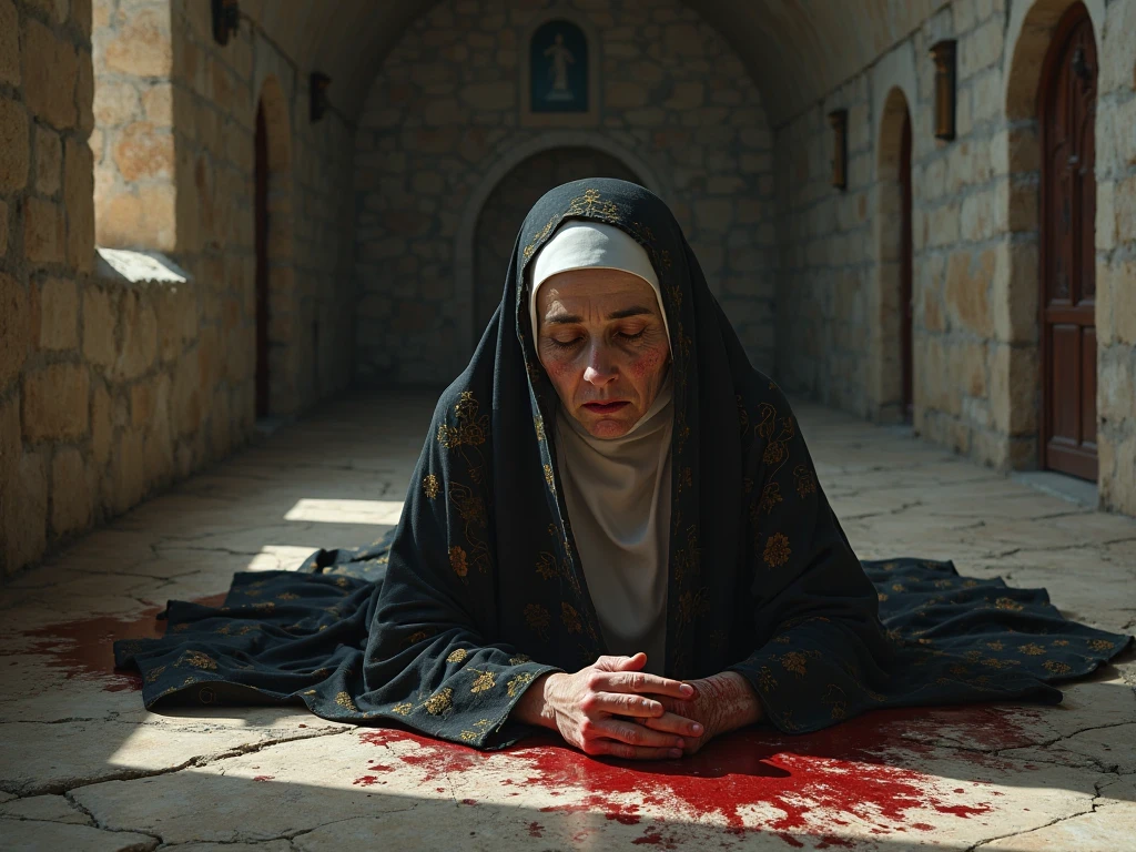 A muslim woman talked  By deadbody, many woman looked