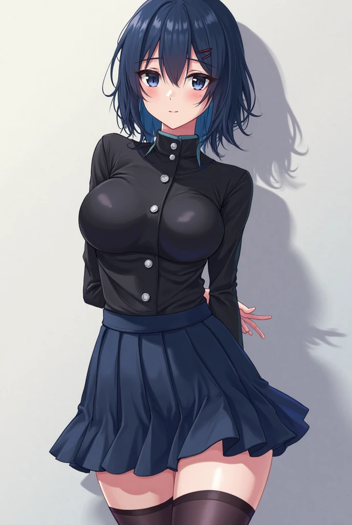 ((((Best Quality, 8K, 32K, masterpiece, 1.2)))),{{solo}},((nsfw:1.5)),{{{Character reference: ToLove Ru's Sairenji Haruna:1.5}}},((short cut hair:1.2)),((perfect beautiful face:1.2)), slender body, nsfw,(Lift up the skirt:1.4),(striped lace panties visible:1.3),(pubic hair:1.2),(cameltoe:1.2),(love juice:0.5), frown,angry,contemptuous,disdain,(hate:1.4),(blush:0.4),looking down,elegant,active angle,dynamism pose