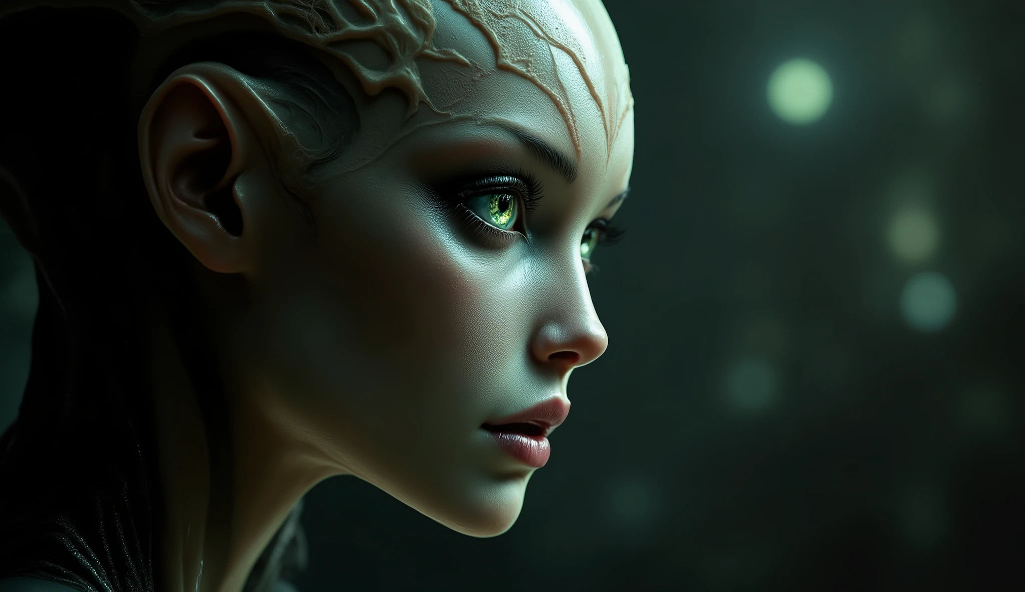 (((3/4 profile view))) beautiful alien, cinematic lighting, hyper details, photo realistic