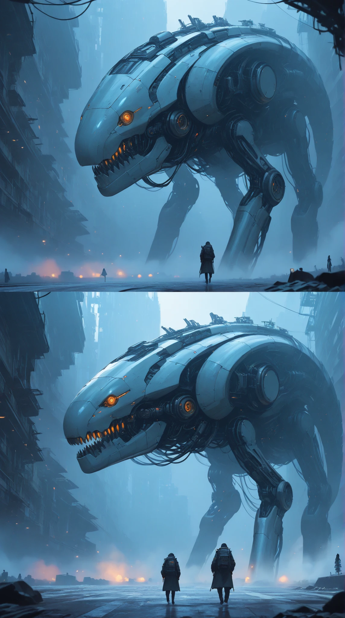 cyber punk perssonage,China-style,male people,Handsome,flowy,shock,giant things,to contrast,epic