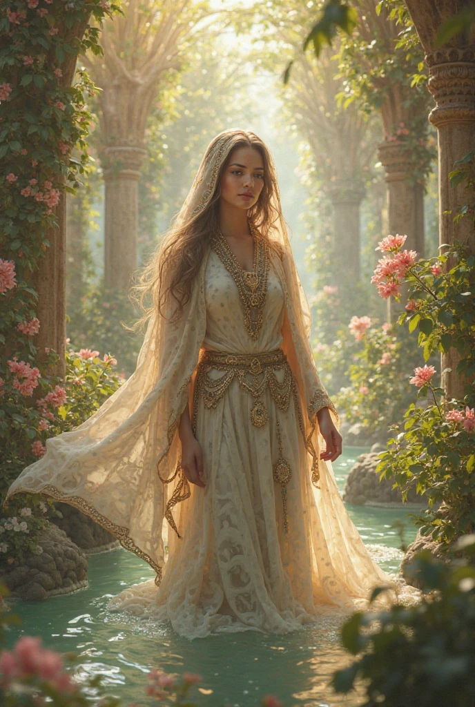 (realistic:1.3), finely detailed, quality, rembrandt lighting, (masterpiece:1.2), (photorealistic:1.2), (best quality), (detailed skin:1.3), (intricate details), dramatic, ray tracing, 1girl, french girl, 21 years old, detailed skin texture, (blush:0.5), (goosebumps:0.5), subsurface scattering, smiling, medium breasts, robe, flowers, nature, full body, <lora:fairycore:0.7>