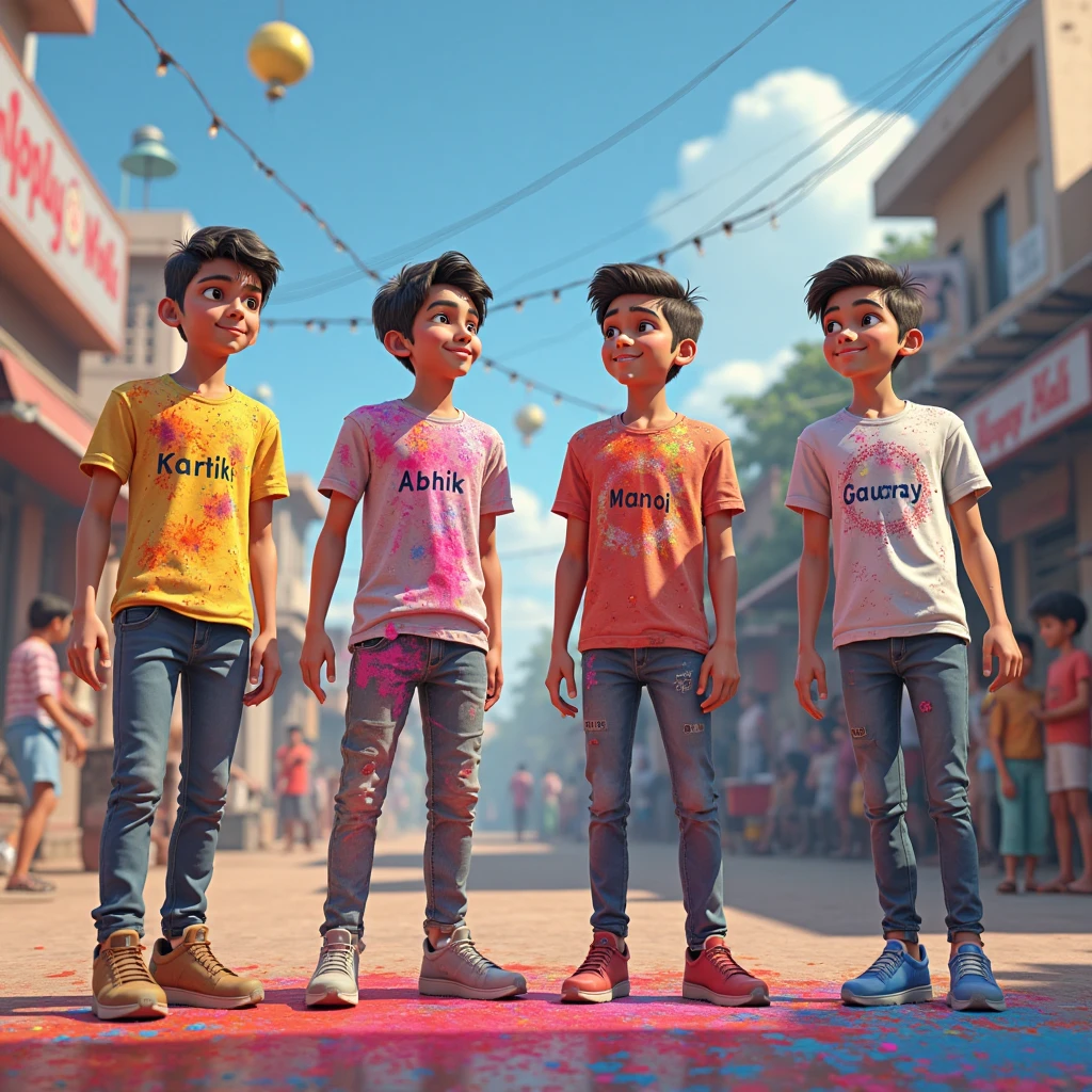 A 3 three    young  Indian boys in tank top under vest 