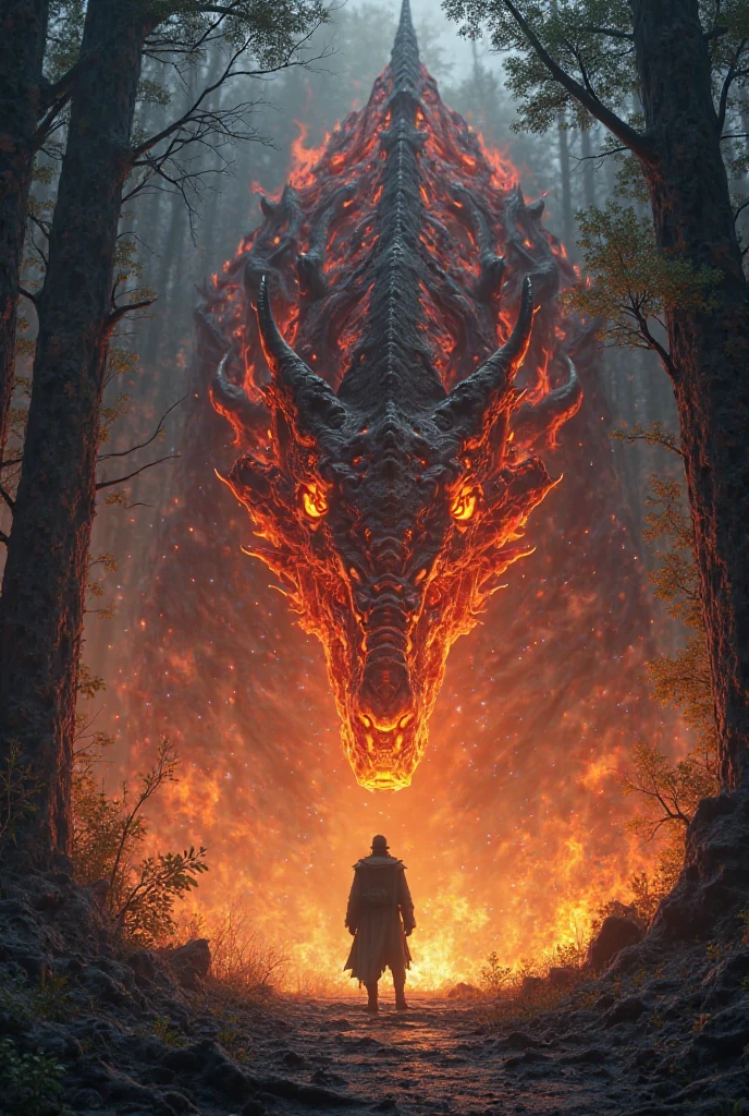 Otherworldly mysterious creatures, Terrifying atmosphere, Fire, Smoke, hyper photorealism, High quality, Masterpiece