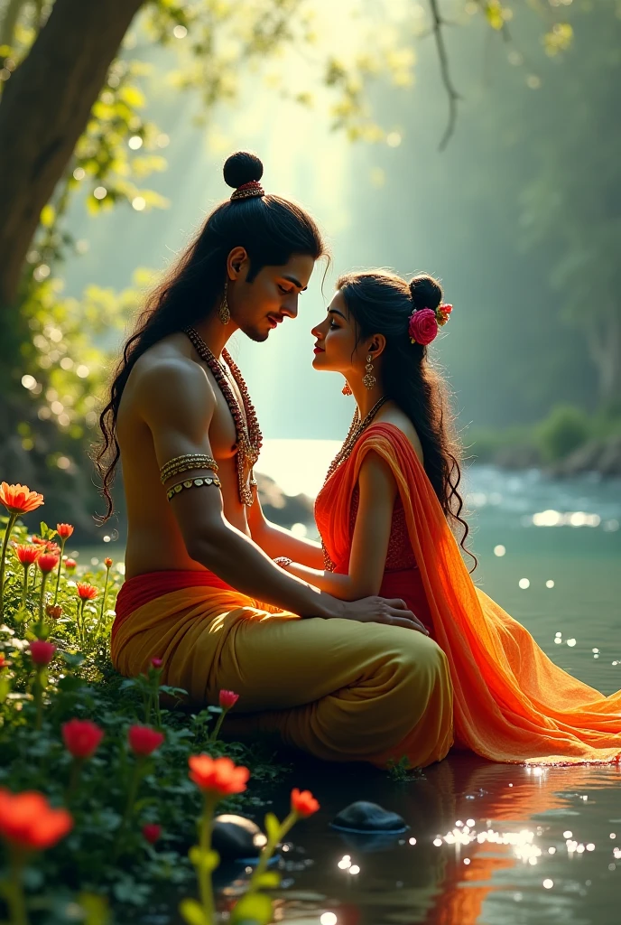 Photo of Radha Krishna in riverside