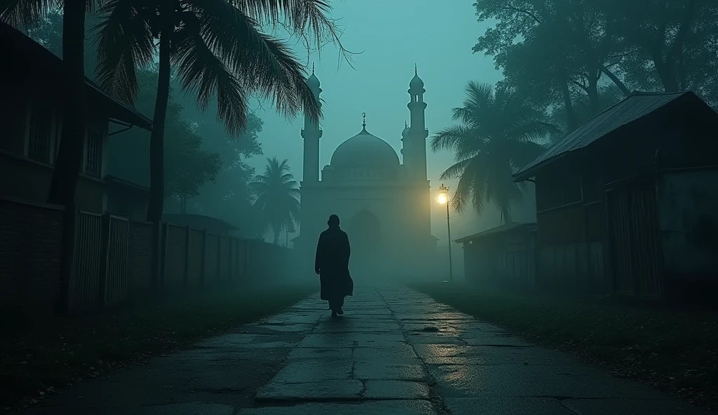 (Horror story title: Forbidden secret in the mosque dome)
**Scene 3: Hasan Returns to the Village**
- Hasan, a young man who had just returned from Islamic boarding school, walked towards the mosque in simple clothes. He looked at the mosque and saw Ustaz Malik who was anxious.
