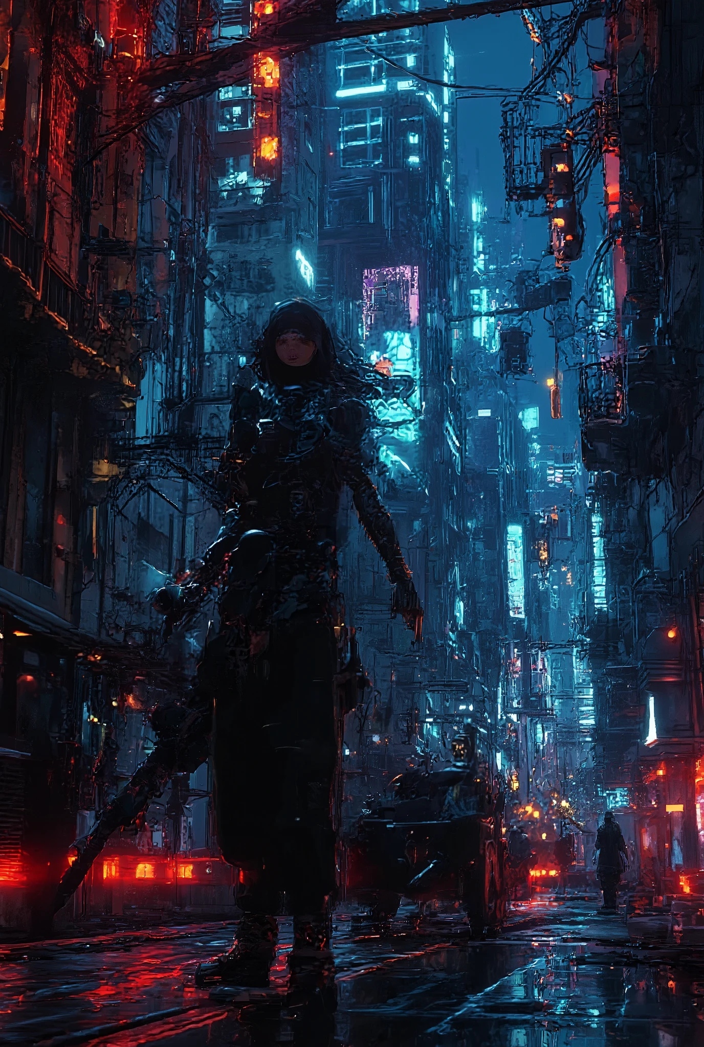 Digital, cyber punk,Strange, Dark , mysterious,