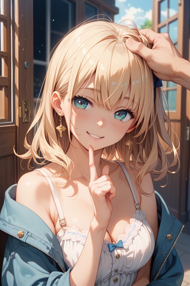 ((Highest quality)), ((masterpiece)), (detailed), One girl, sexy,1 female, (Focus on the eyes, put your index finger in front of your mouth:1.5), A woman with a calm expression holds her index finger over her mouth "quiet" Pause, Soft pink and beige shades, Natural light casts soft shadows on the face, Soft wavy hair and smooth skin, Warm light shines in, A little star shining in your eyes, Long eyelashes, Soft lip lines, Natural three-dimensional effect, A kind smile, ((masterpiece)), ((Highest quality)), (非常にdetailed), (非常にdetailed)), 4K, (8k), so beautiful, Absurd, High resolution,