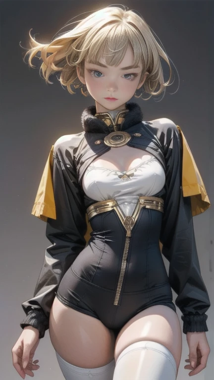 1girl, sharp lines, grey skin, blonde hair, grey accents, heavy lighting, dark yellow jacket, small breasts, dull colors, petite body, sitting, hand over knee, 5 fingers, <lora:breastinclassBetter_v13:1>, <lora:bliznyashkiTheTwins_v1:1>, <lora:samdoesartsSamYang_offsetRightFilesize:0.7>