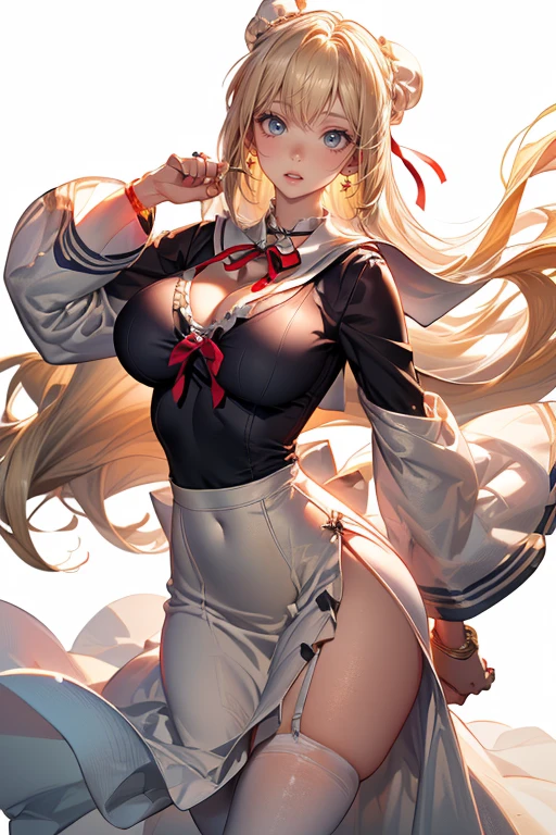 top-quality、realistic touch,high-detail、photoRealstic、、Long body、skirts that are too short、big eye、Big breasts that will tear your clothes、Strong platinum blonde eyelashes、platinum-blonde、Beautie、A sexy、full body Esbian、Sparkling eyes、Submissive smile、Flushed cheeks、Kamimei、thin-waist、Sleeveless、Voluptuous thighs、Enraptured look、shiny rubber material、Sailor Uniform