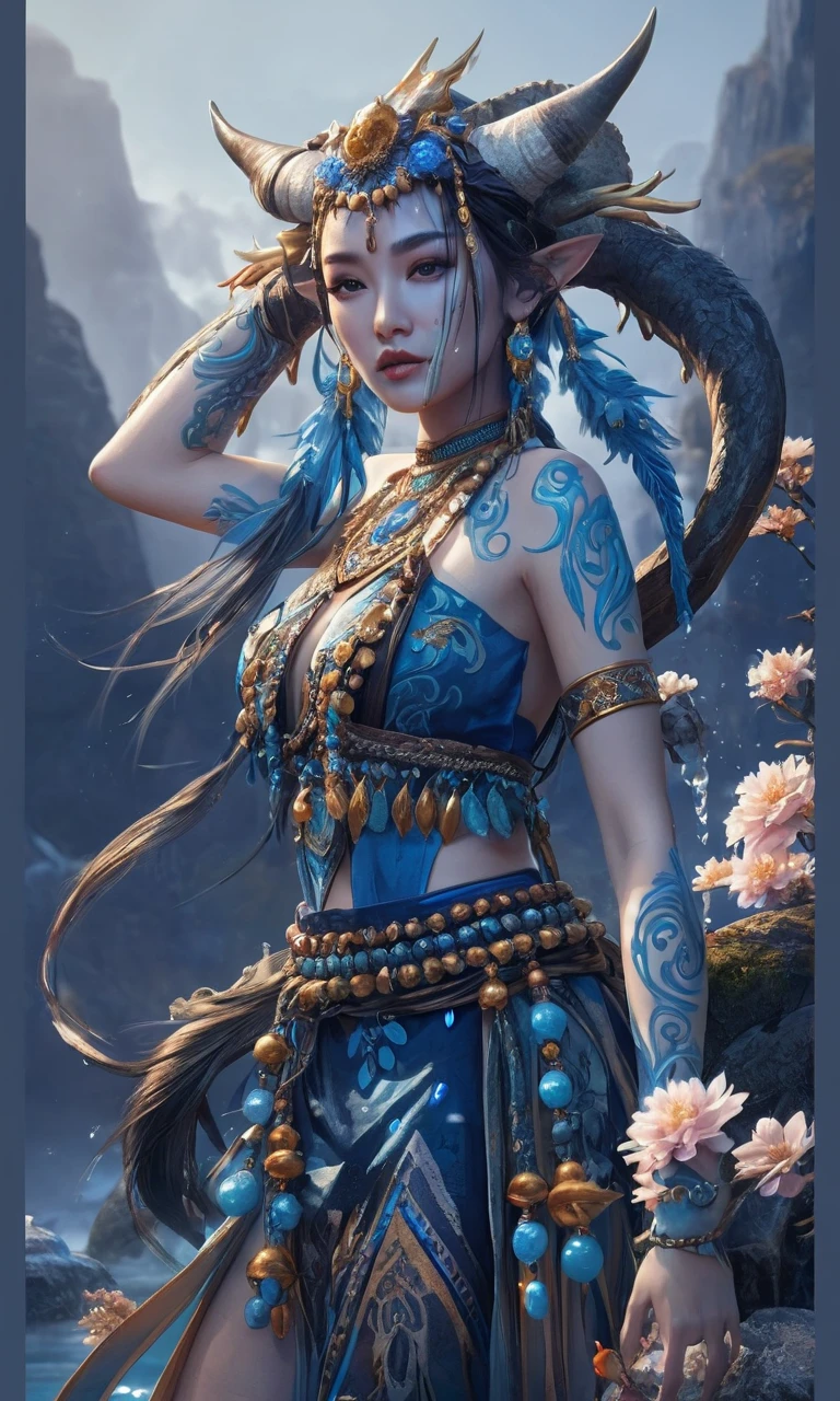 (RAW photo,realistic,photorealistic), Chinese fairy, 1girl\(loli\) and iris blue dragon, Chinese dragon pan glaring at girl, bun, dark gray background, slim, xianxia style, Cinematic Lighting, Accent Lighting, strong rim light, dramatic_shadow, ray_tracing, 8k, hdr, <lora:add_detail:1.2>, gufeng, <lora:ï¼LIbç¬å®¶åå¸ï¼å½é£CGåLORA_v2.0:0.6>,