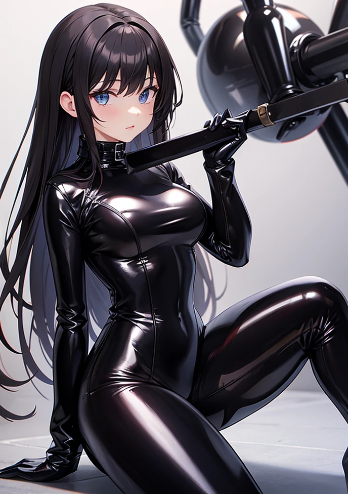 (4K,masterpiece,best quality,ultra detailed),cowboy shot,front shot,((night),room),((arms behind back)),(solo),(adult lady,28-year-old),japanese,(short,short stature),(skinny,skinny legs,thin legs),small hip,small breast,(long hair,straight hair,black hair,forehead, parted bangs),(detailed face,detailed black eyes,small eyes,finely detailed fair skin),((smile)),(one piece competition swimsuit),(mouth mask),looking viewer,