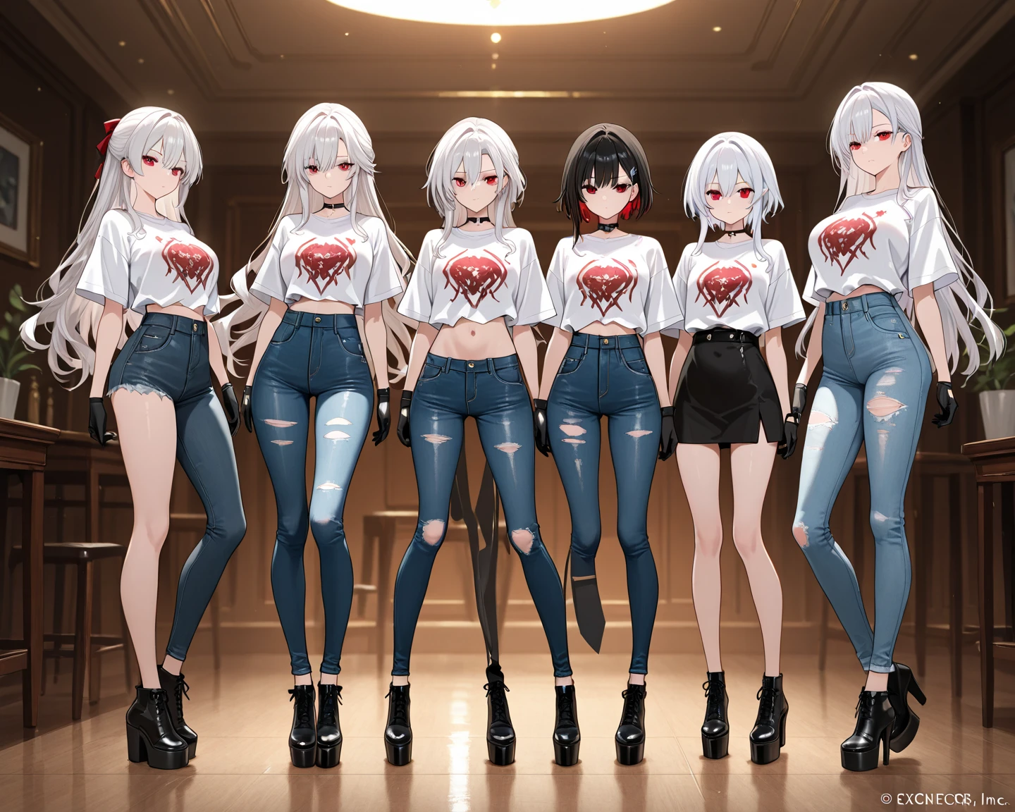 masterpiece, best quality, high resolution, (3girls), 20 years old, (blue jeans pants), full body, blush, worried, park, (((((((pee stain)))))))