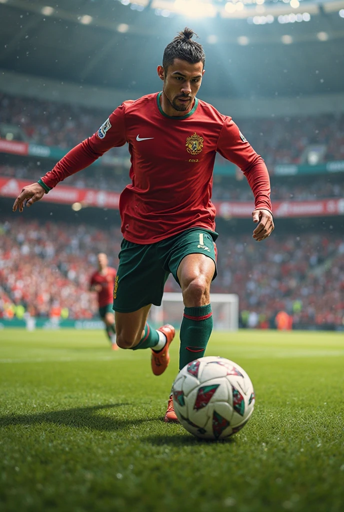*Cristiano Ronaldo en Action** :
   "Cristiano Ronaldo effectuant un tir puissant pendant un match de football, avec le ballon en pleine trajectoire. Son maillot est collé au corps, ses cheveux en bataille, et le stade plein de fans en arrière-plan. Mots clés : Cristiano Ronaldo, tir, match de football, concentration, passion."real madrid avec des amis 