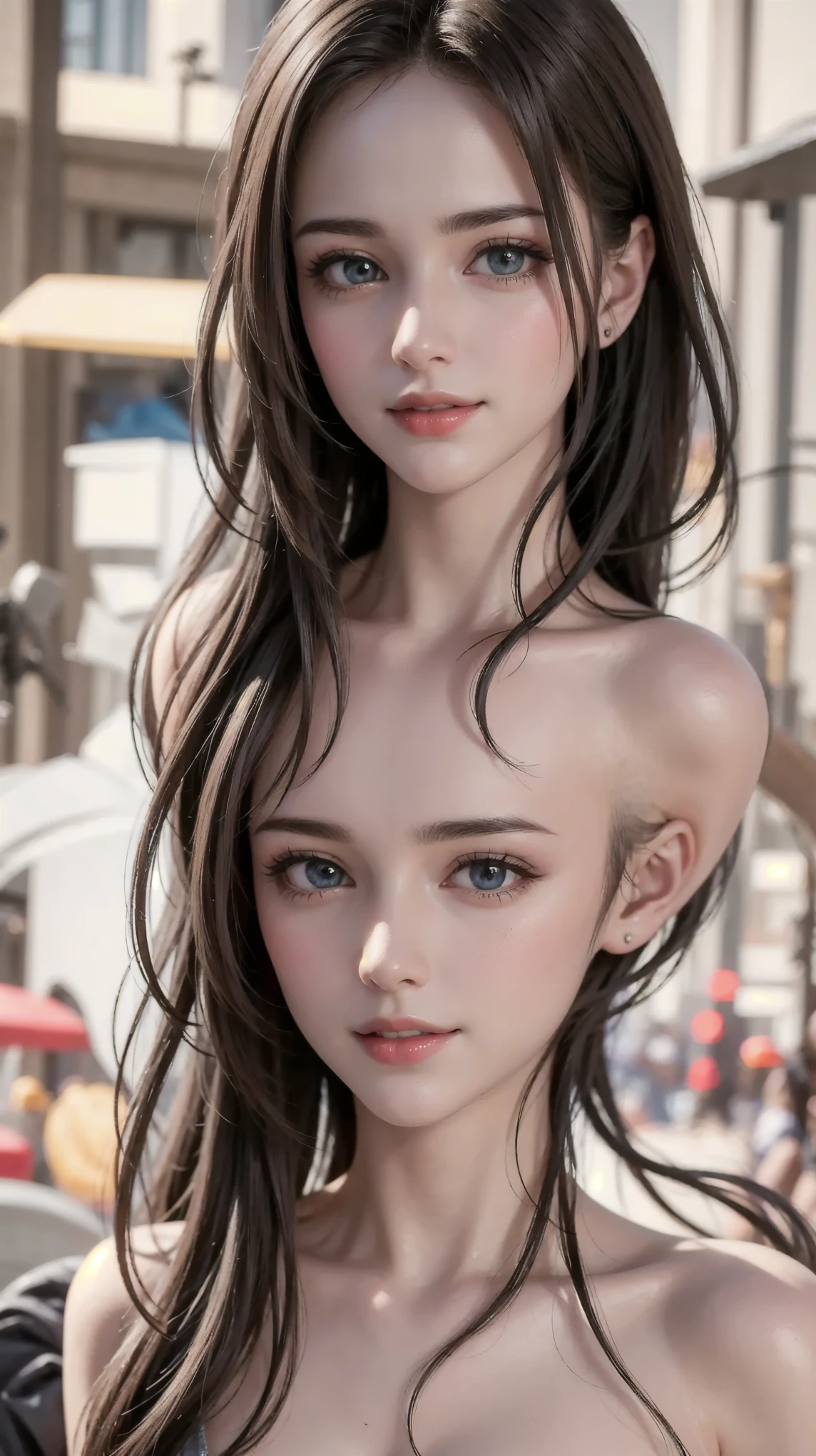 super fine illustration, ultra high resolution, masterpiece, highest quality, perfect lighting, detailed lighting, dramatic shadow, ray tracing, 1 beautiful white MILF, looking at viewer, medium breasts, exposed cleavage, beautiful detailed hazel eyes, sharp face, clear eyes, long bang, ((medium curly blond hair:1.2)), ((post-apocalyptic fiction)), ((desert:1.2)), battle suit, military harness, Resident Evil Series, outdoor, full body, (((random sexy pose))), smile,