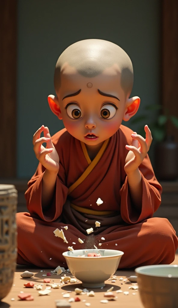 Cute and cute little monk