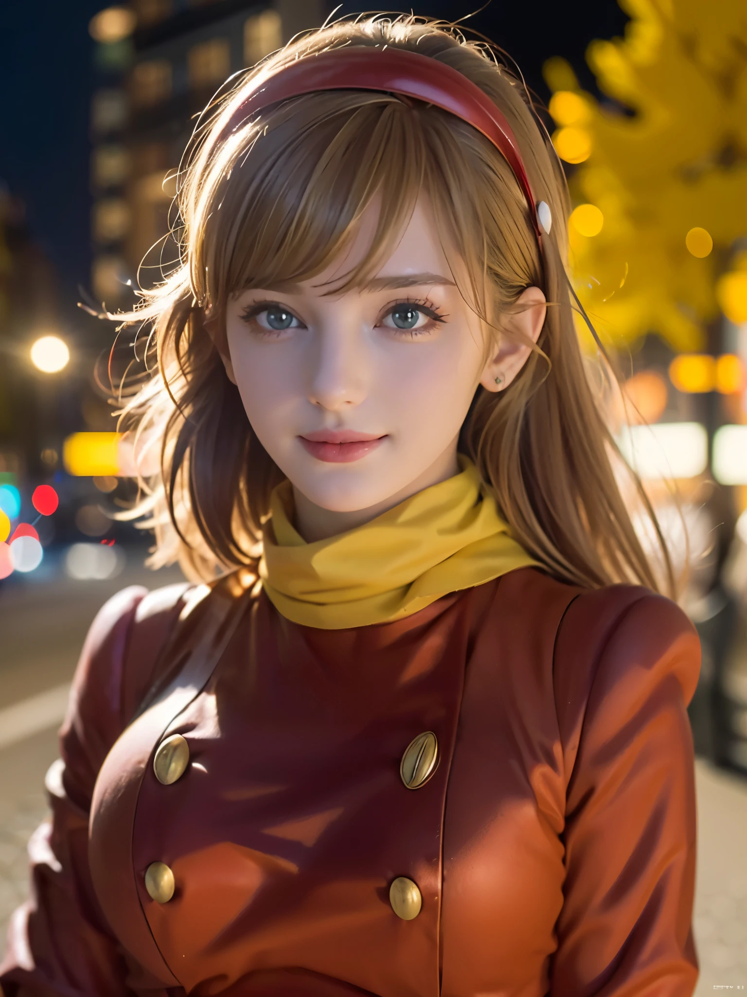 1girl, Alone, (cute french girl), 18yo, Young female, Low Height, slim body, (smile:1.2), Looking at camera,
break
(close up:1.15), (portrait:1.2), Dynamic Poses,
break
Professional photo-realistic images, (16k, RAW photo, best quality, masterpiece:1.2), (realistic, photo-realistic:1.4), (extremely detailed 8k wallpaper), sharp focus, depth of field, blur background, bokeh, cinematic lighting, soft light, High resolution 16k close-up of human skin,
break
perfectly round breasts,
break
FrancoiseArnoul, blond hair, medium hair, red hairband, ((red uniform)), long sleeves, belt, red pants, black boots, yellow scarf,
break
arafed view of a street with a arch and a sky background, arc de triomphe full of graffiti, traveling in france, by Etienne Delessert, arc, beautiful high resolution, paris, paris city, the city of paris, paris background, france, fine art piece, by Raphaël Collin, by Bernard D’Andrea