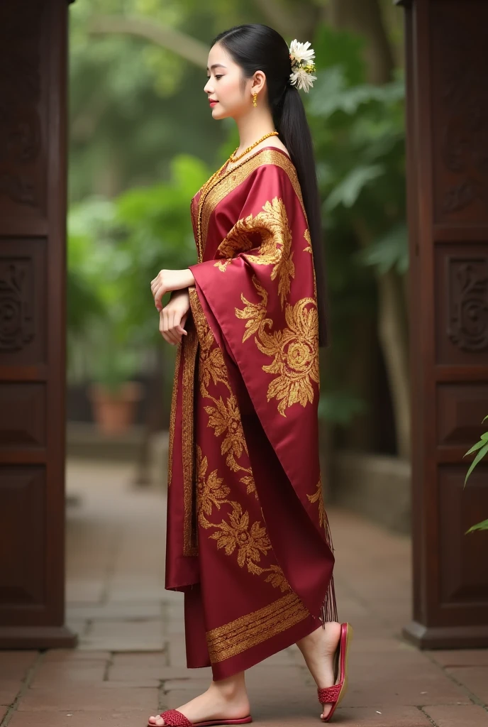 Inspired by Dai culture, design a beautiful hand-embroidered skirt with Dai traditional patterns and colors on the clothes, showing the beauty and mystery of the Dai people, white background.
