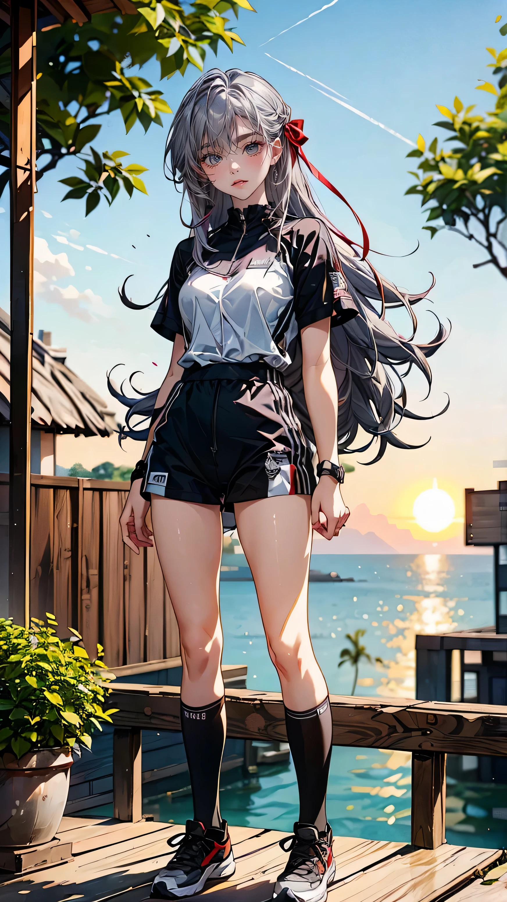(((best picture quality))_8K,_best_quality, masterpiece,(( girl with odd pupils))_replaced, ((heterochromia, red_eyes, silver_eyes)),_v2_\(4\).3((odd-eyed)),_v2_\(4\).({polished_eyes)),_v2_\(4\).31(\(long_hair, flowing silver and purple hair)),_v2_\(4\).29(\(pale_skin, sheen),_v2_\(4\).4(minuscule_breasts),_v2_\(4\).4(mole_on_breast),_v2_\(4\).12(slim),_v2_\(4\).10((standing on a terrace with a sea and sunrise background)),_v2_\(4\).6(hair_ribbon),_v2_\(4\).5(hair_between_eyes),_v2_\(4\).3(black_hair),_v2_\(4\).(athletic wear),_v