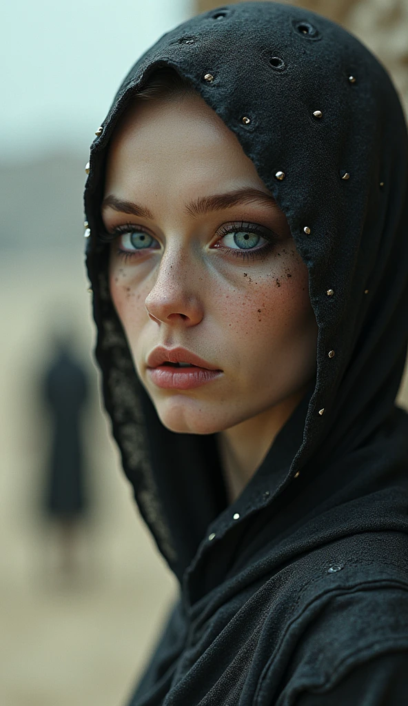 La Femme aux Yeux d’Abîme, Gardienne du Néant
(chef-d'œuvre, meilleure qualité, 8K, mise au point nette, profondeur de champ, Best Shadows, Lumières parfaites, HDR, Texture de peau ultra-réaliste, ultra-détaillé background)
D’apparence humaine, mais troublante dans chaque détail, sa peau est trop parfaite, presque comme si elle était faite de céramique vivante. Son visage angélique contraste avec l’horreur de ses yeux : ce ne sont pas des pupilles, mais deux trous noirs béants, attirant la lumière, absorbant toute couleur. Lorsqu’elle parle, sa voix résonne comme un écho venu d’un autre monde. Ses mains fines se terminent en griffes translucides, aussi acérées que du verre. L’arrière-plan est un désert de pierre figé dans l’éternité, où des créatures indistinctes, à peine perceptibles, semblent observer depuis l’ombre, figées entre les dimensions.