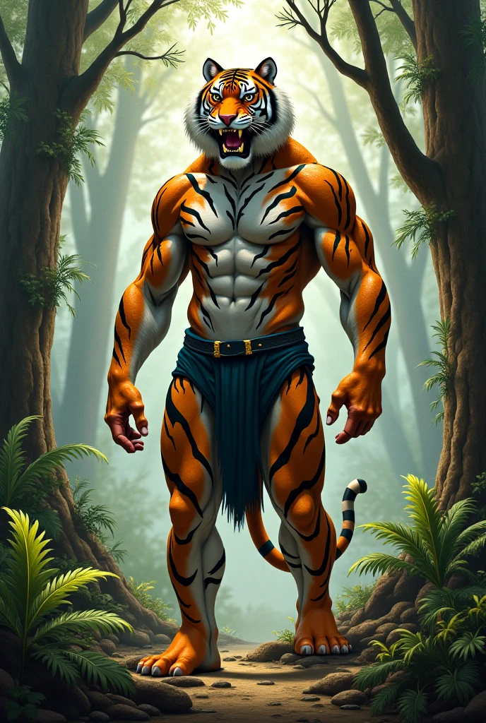 Tiger with a muscular man's body