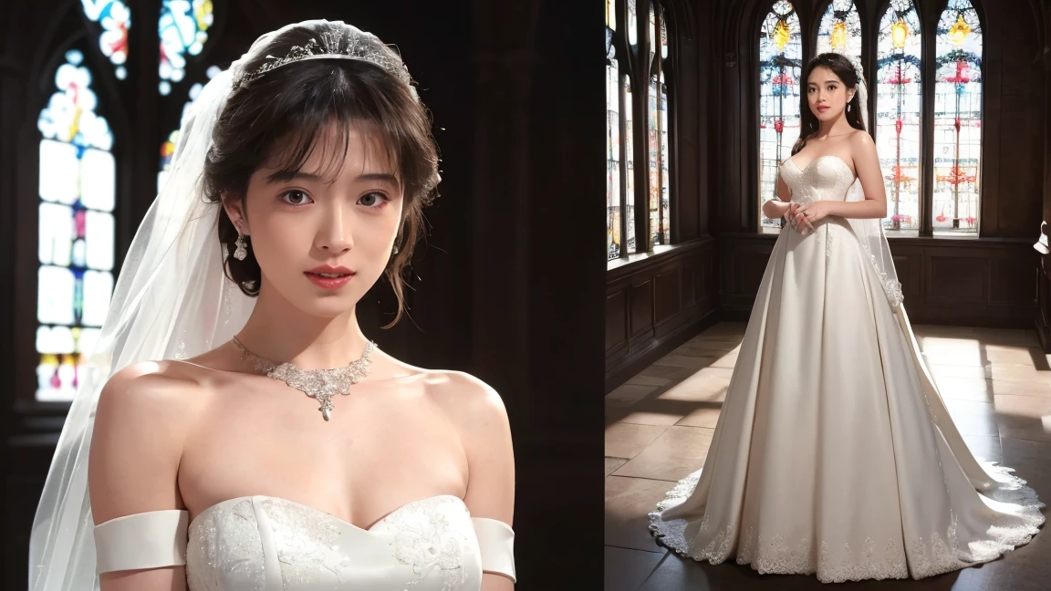 top-quality、​masterpiece、超A high resolution、(Photorealsitic:1.5)、Raw foto、1girl in、murky、deep-shadows、Unobtrusive、cold light、sexy appearance、shorth hair、((very_short_hair))、((Luxury evening dresses))、((Luxurious painting))、((Luxurious necklace))、((Luxurious tiara))