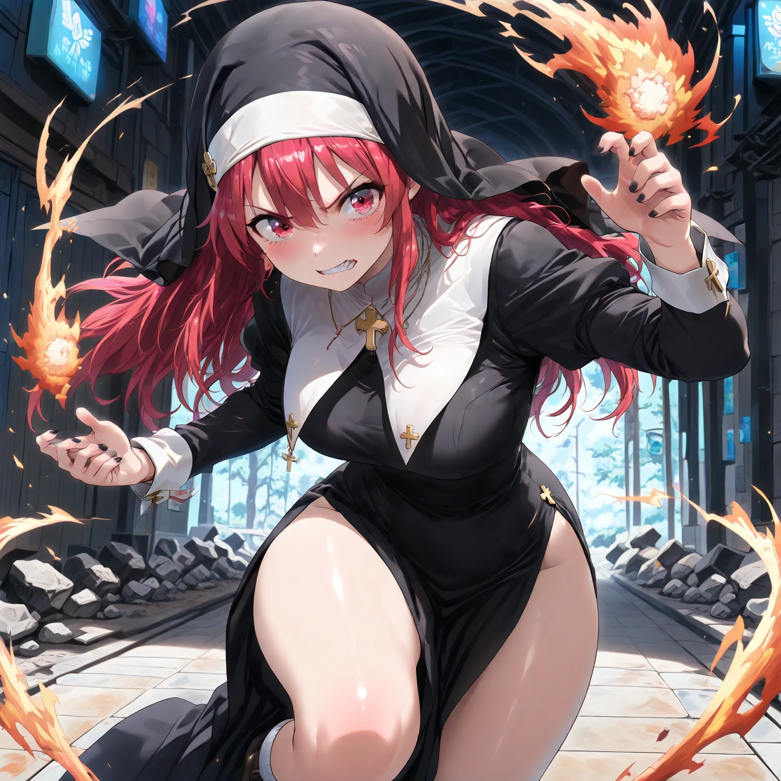 strongest,tits,Underboob,despair,Red Hair Color,grim Reaper,girl,Red and black sickle sickle sickle,Ruins background red moon,belly button,Wide Stride,cute,Wear a hood,Spread your legs,No panties pussy vagina,Grinning face,Pissing, pissing, pissing, dripping pussy juice,Knee-length ponytail