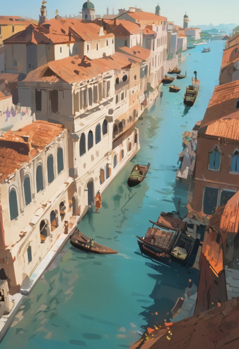 (Japanese Anime Style, venice:1.4), 8k resolution for ren, masterpiece, TOP QUALITY, Award-Winning Works, Ghibli style, (A Floating City above the sea)