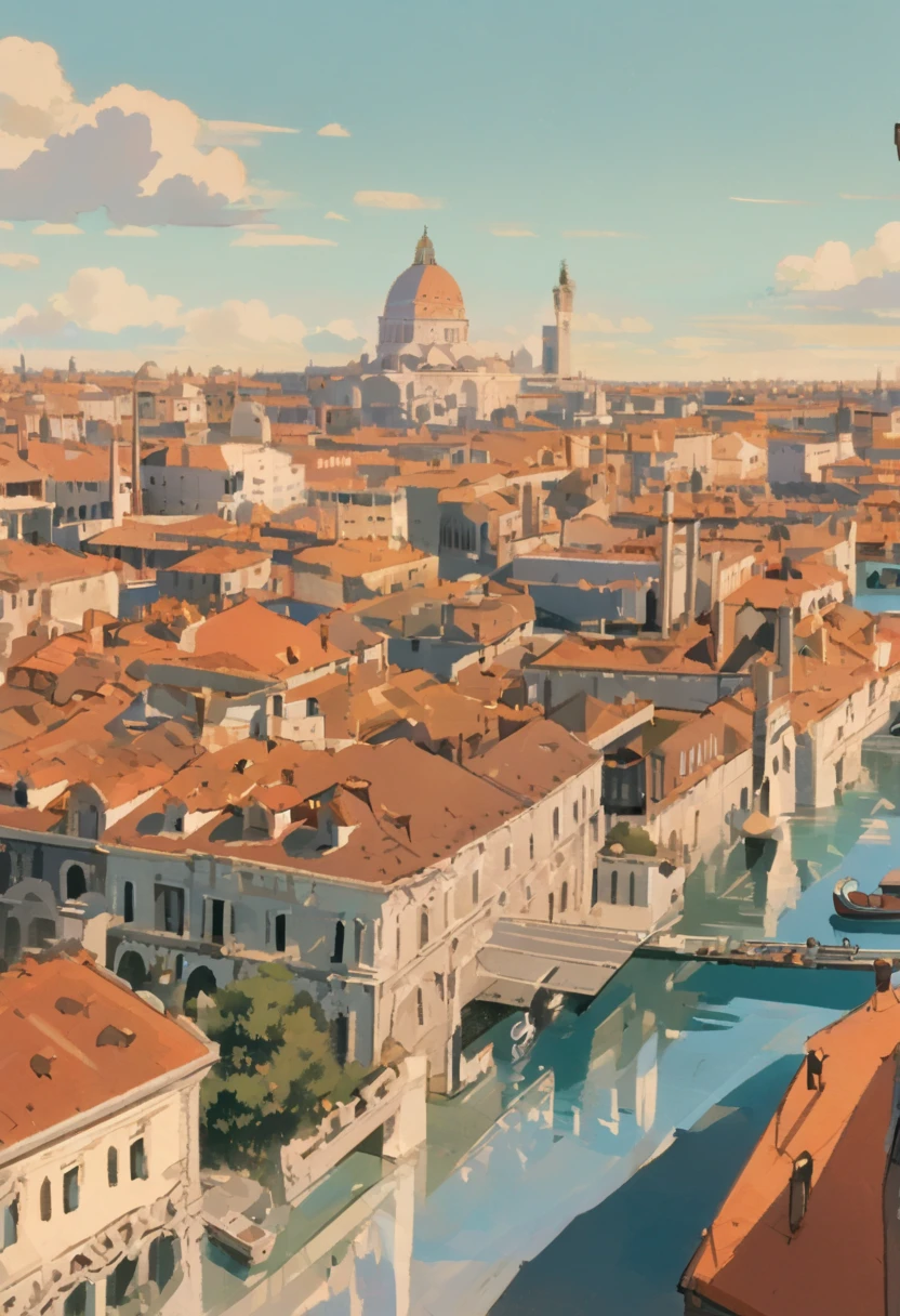(Japanese Anime Style, venice:1.4), 8k resolution for ren, masterpiece, TOP QUALITY, Award-Winning Works, Ghibli style, (A Floating City above the sea)