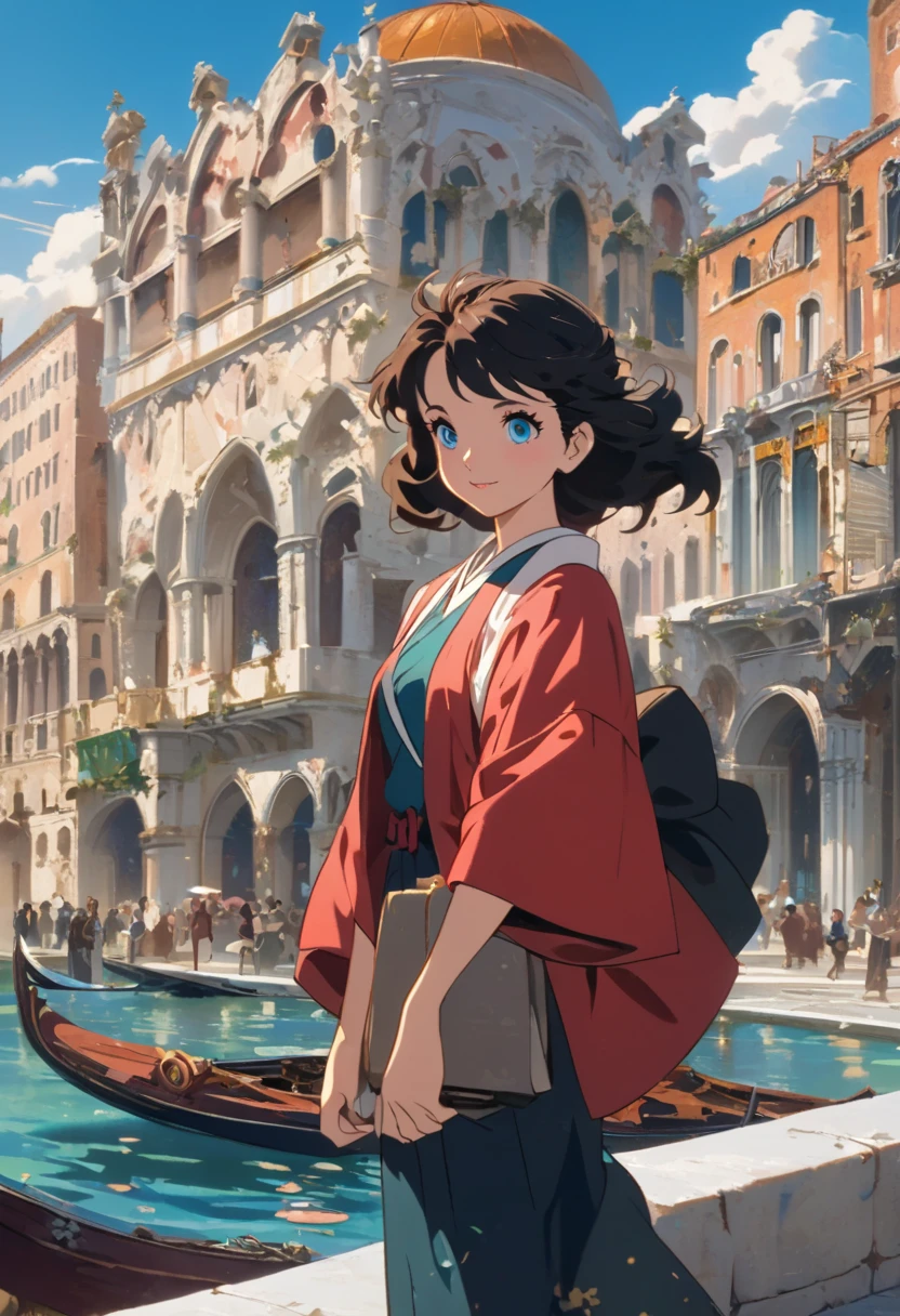 (Japanese Anime Style, venice:1.4), 8k resolution, masterpiece, TOP QUALITY, Award-Winning Works, Ghibli style, (A Floating City above the sea)