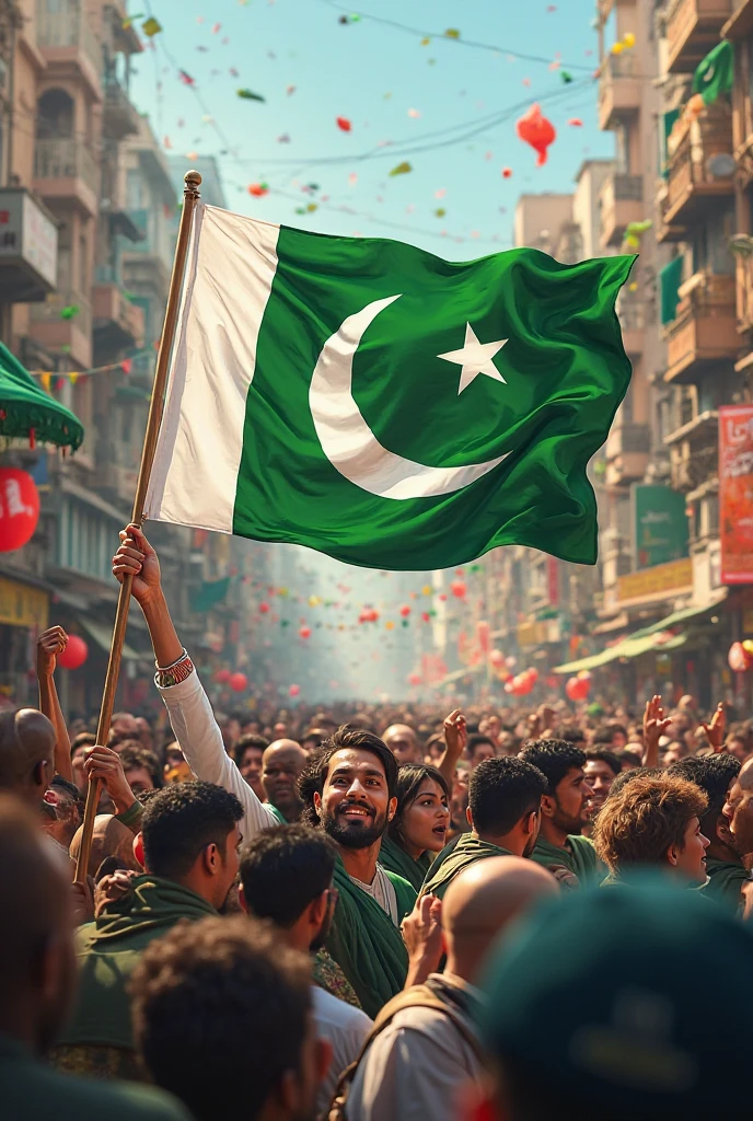 People Praise be to Allah for all the blessings with pakistan flag independence day