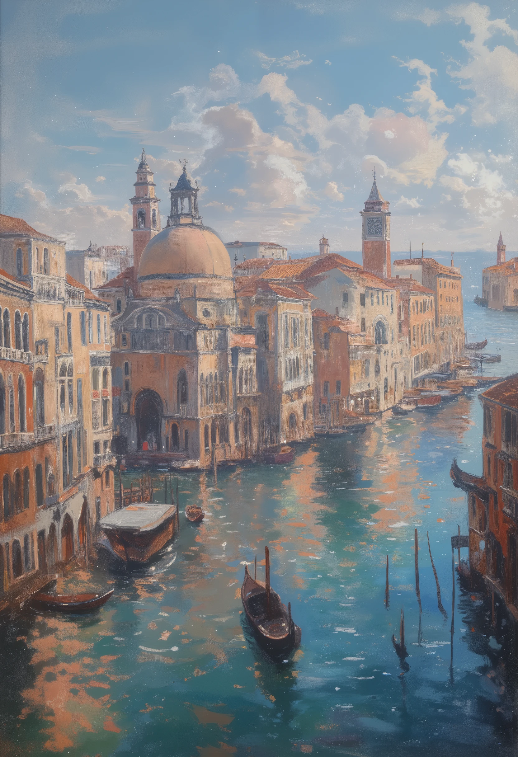(oil painting, venice:1.4),  8k resolution, masterpiece, TOP QUALITY, Award-Winning Works, , (A Floating City above the sea)