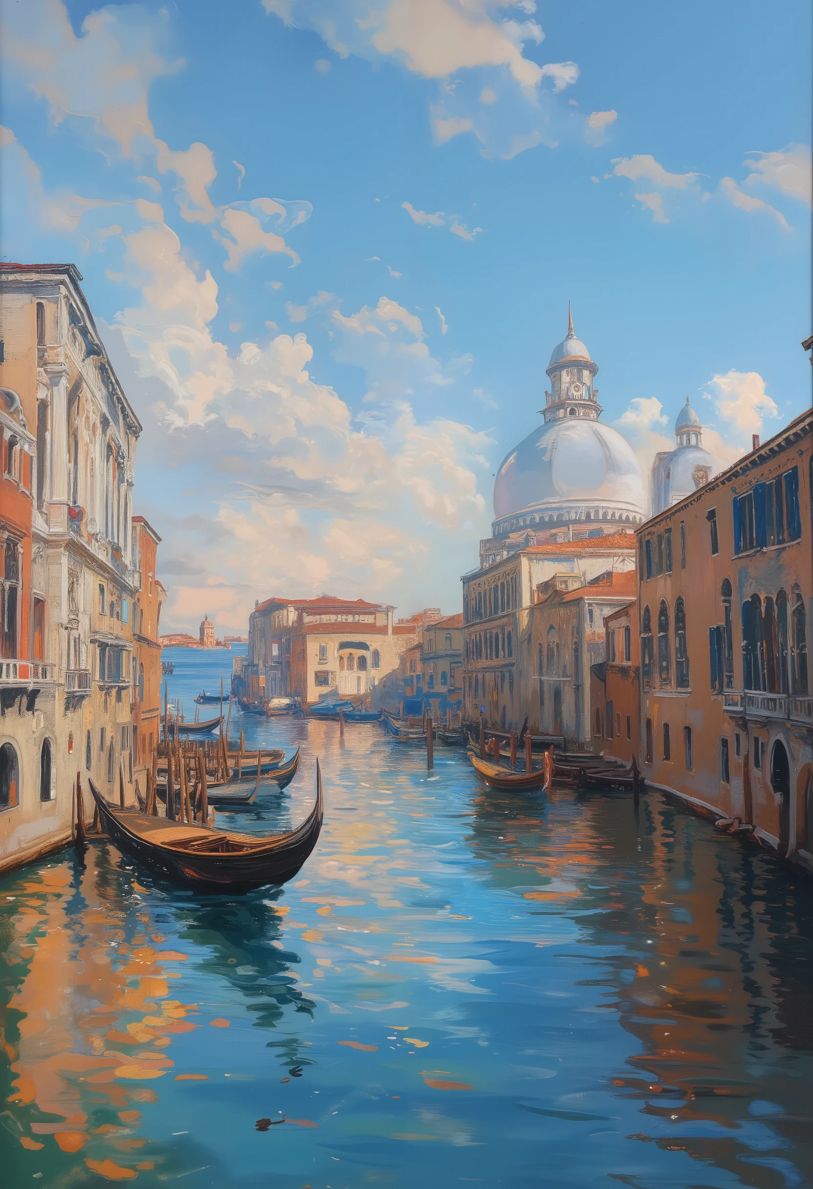 (oil painting, venice:1.4), 8k resolution, masterpiece, TOP QUALITY, Award-Winning Works, , (A Floating City above the sea)