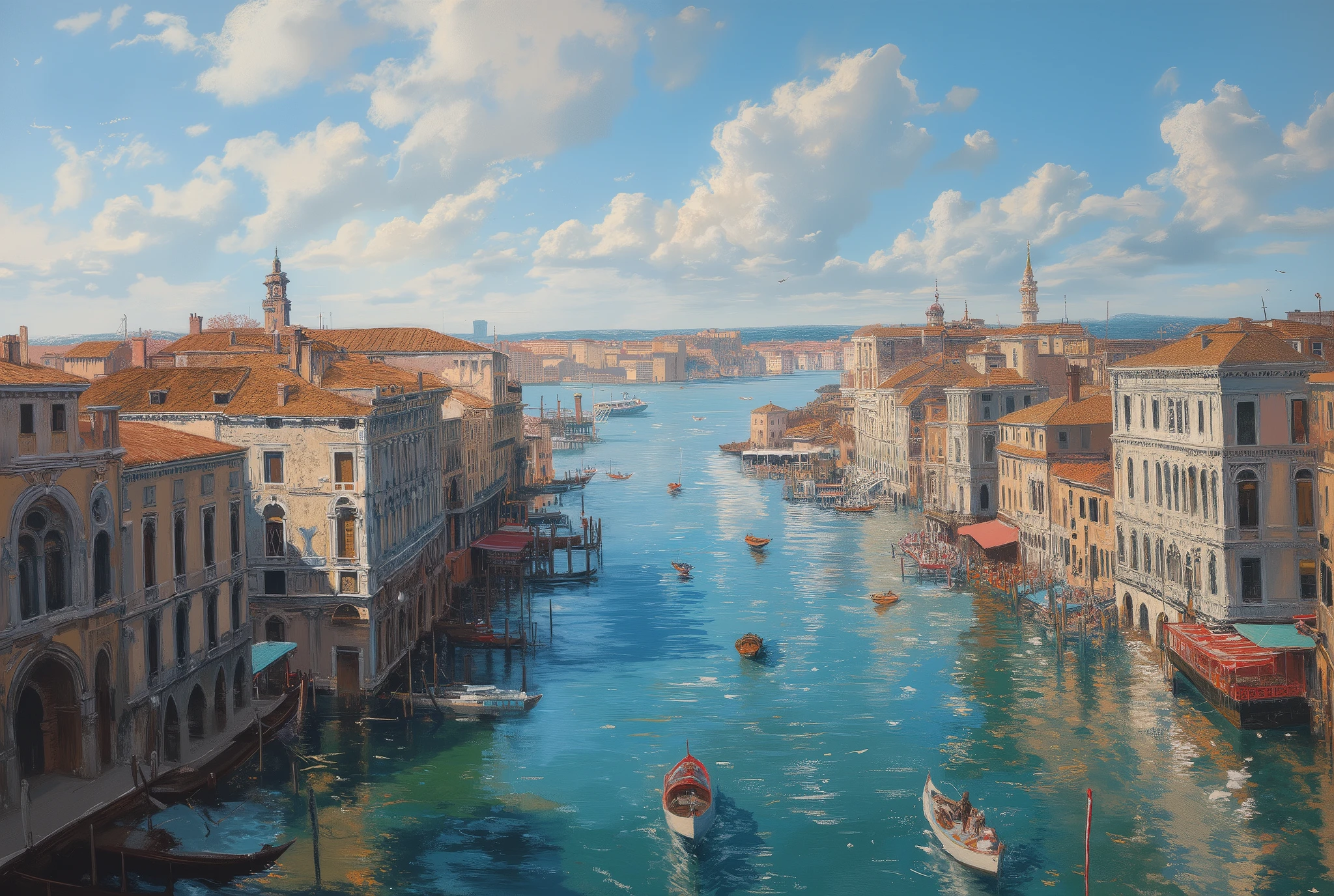 (oil painting, venice:1.4), 8k resolution, masterpiece, TOP QUALITY, Award-Winning Works, , (A Floating City above the sea)