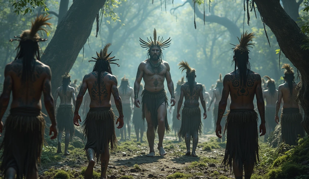 4:**
- **Character B** (with a firm and resolute gaze): "Our roots go beyond dates, our lands are our life!" An indigenous person in 1964-1985