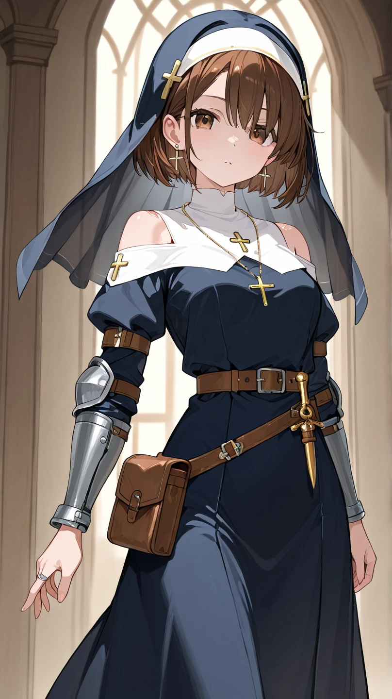 Female clergyman hairstyle is dark brown short bob A loose, matte ...