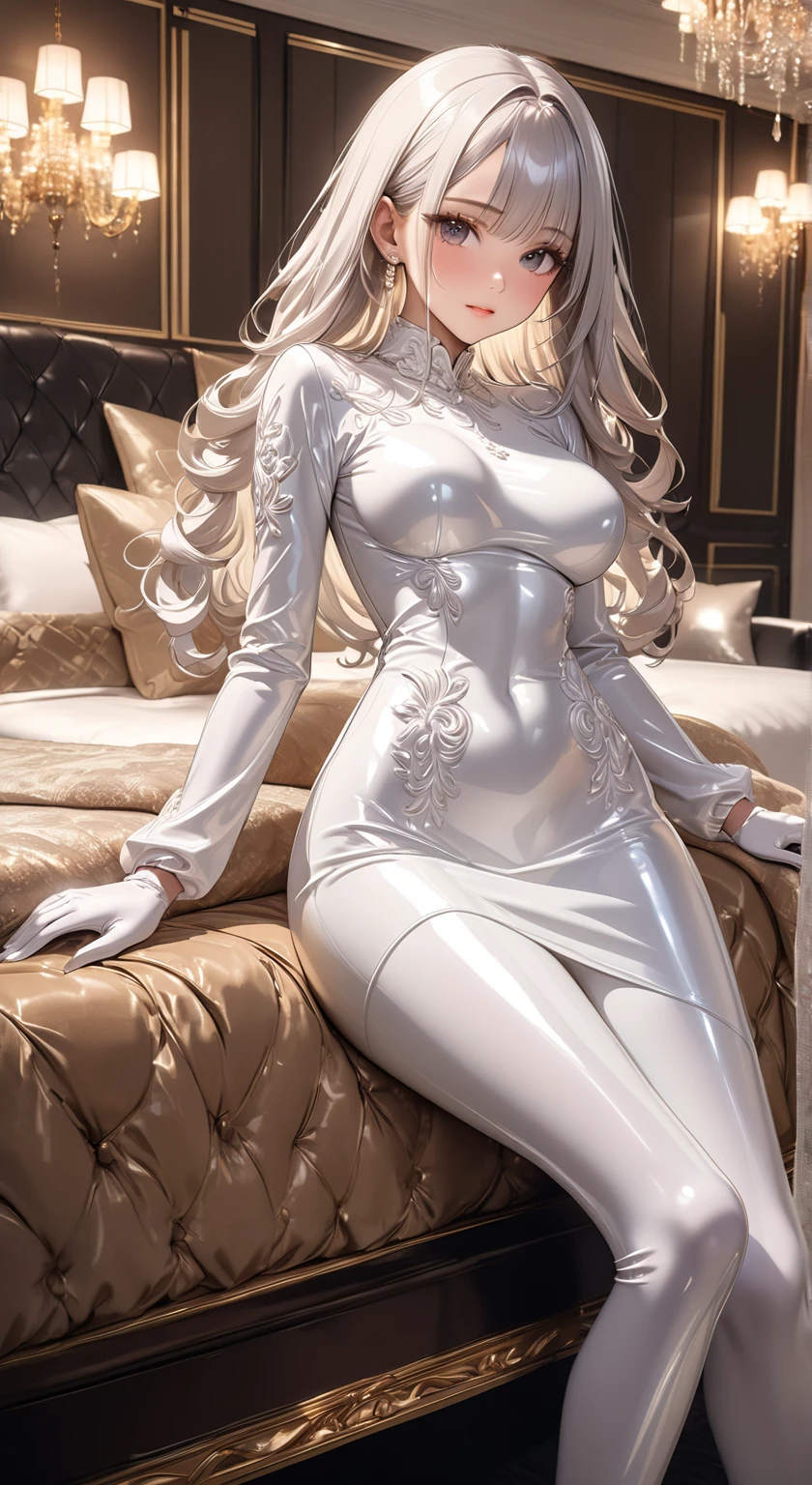 best quality, masterpiece, solo, 1girl, vanillatherabbit, (animal nose), own_hands_clasped, bodystocking, butt view