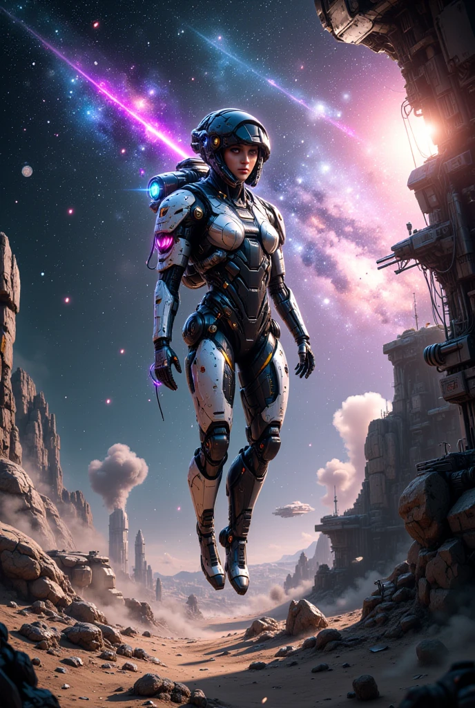 Heavily armed Chinese astronauts fell from the sky,Climb aboard a crystal asteroid,Interstellar,Endless space,ssee-through,depth of fieldasterpiece)),(Best quality)),Magnificent space image scene,Beautiful and colorful crystals,surrealism, Super detail, ccurate, Best quality, hyper HD, Masterpiece, Anatomically correct, A high resolution, 16k,(Best quality,4K,8K,A high resolution,Masterpiece:1.2),Ultra-detailed,Realistic,Translucent ethereal mechanical astronaut,futuristic astronaut,Mechanical joints,Futuristic space background,Beautiful sci-fi art, Science-fi digital art illustration, Digital cyberpunk art, science fiction digital painting, futuristic digital painting, futuristic concept art, Interstellar landscape before a sci-fi film, science fiction digital art, Advanced digital cyberpunk art, Fantastic cyberpunk warrior